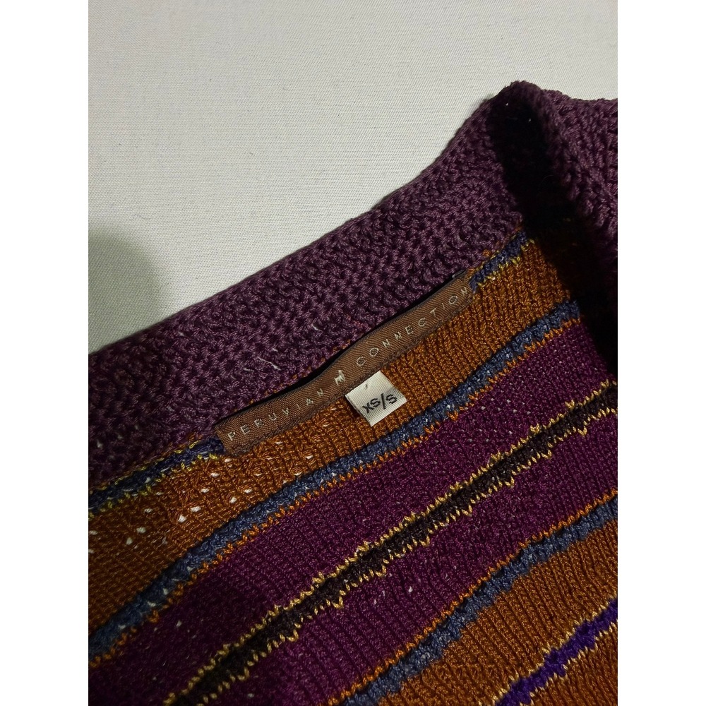 RARE Peruvian Connection Pima Cotton Grandpacore Knit Patchwork Cardigan - Picture 3 of 7